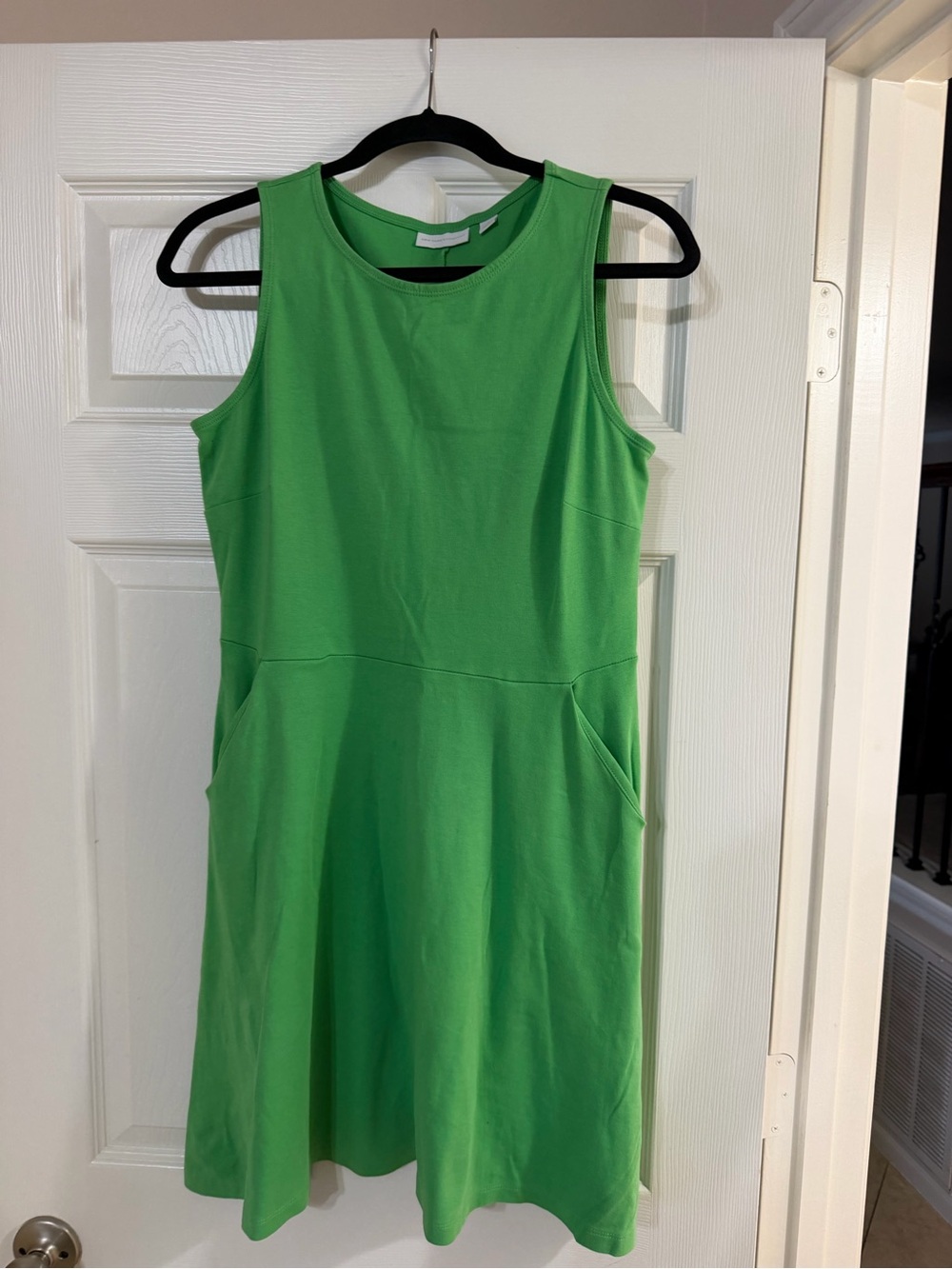 New York & Company Bright Green Sleeveless Fit-and-Flare Dress